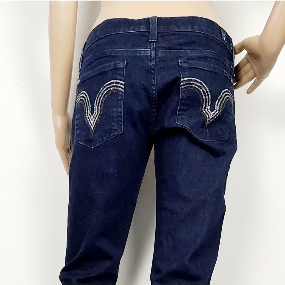 7 for All Mankind Embroidered Straight Leg Stretchy Dark Wash sz 29